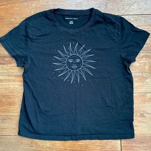American Eagle Cotton Sun Print Black T Shirt